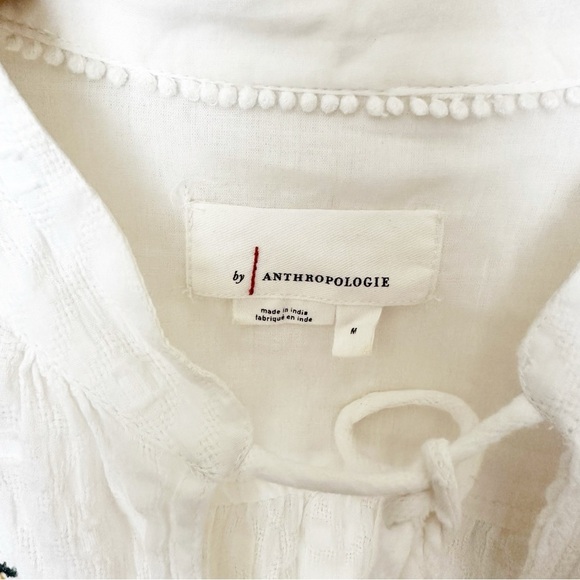 Anthropologie Embroidered White Tunic Blouse Size Medium - Picture 8 of 9